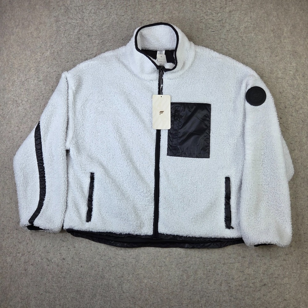 Fabletics Larissa White Teddy Fleece Zip Up Jacket Women's Size XL Sherpa NEW